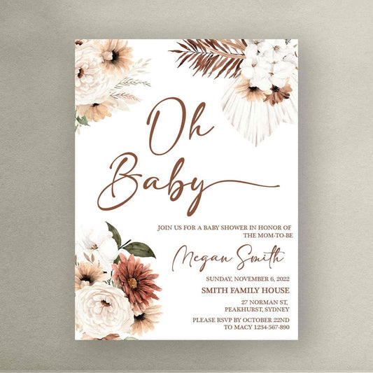 bluey birthday invitation boho baby shower safari digital invite design