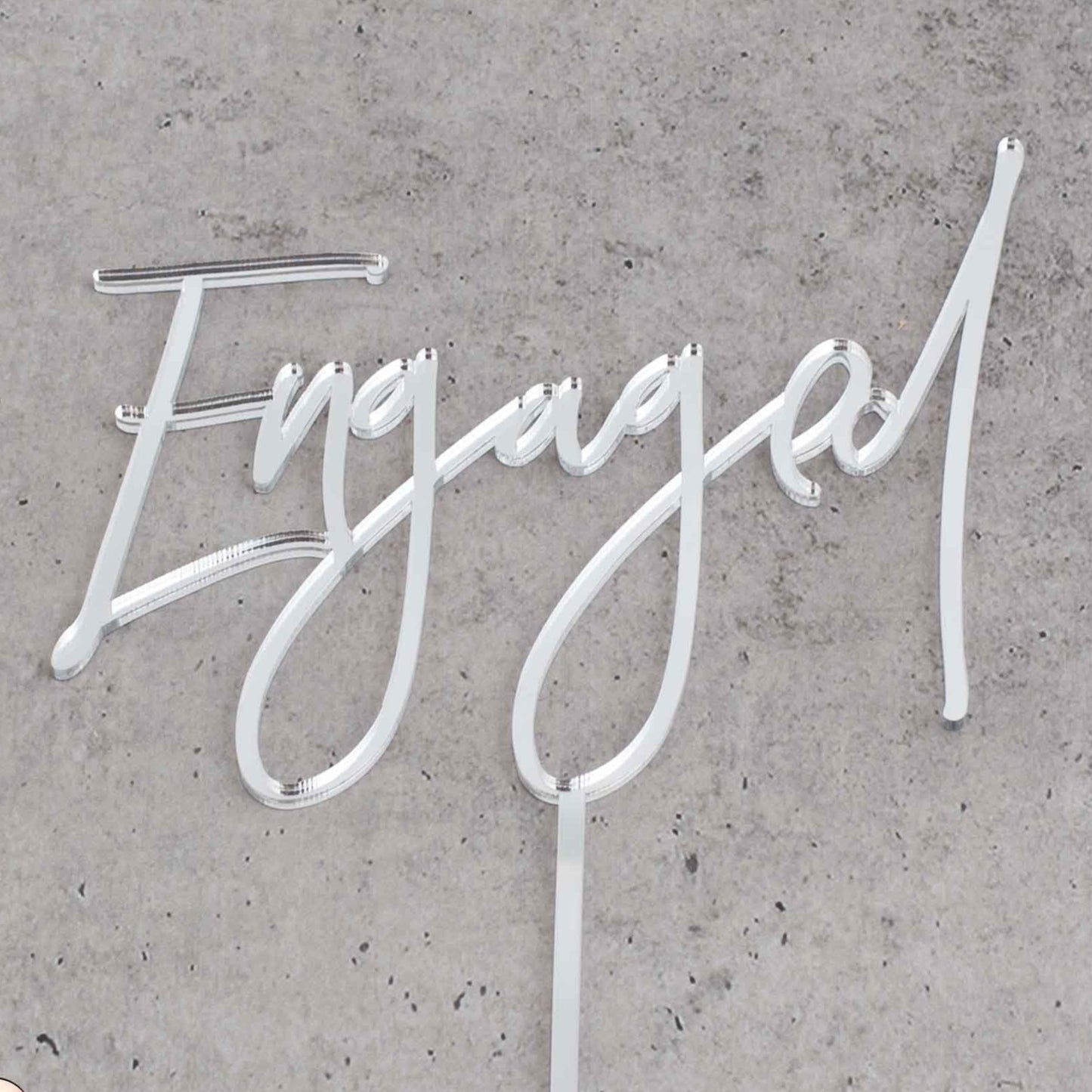 Silver Engagment Cake Topper Decoration Modern Script NSW australia