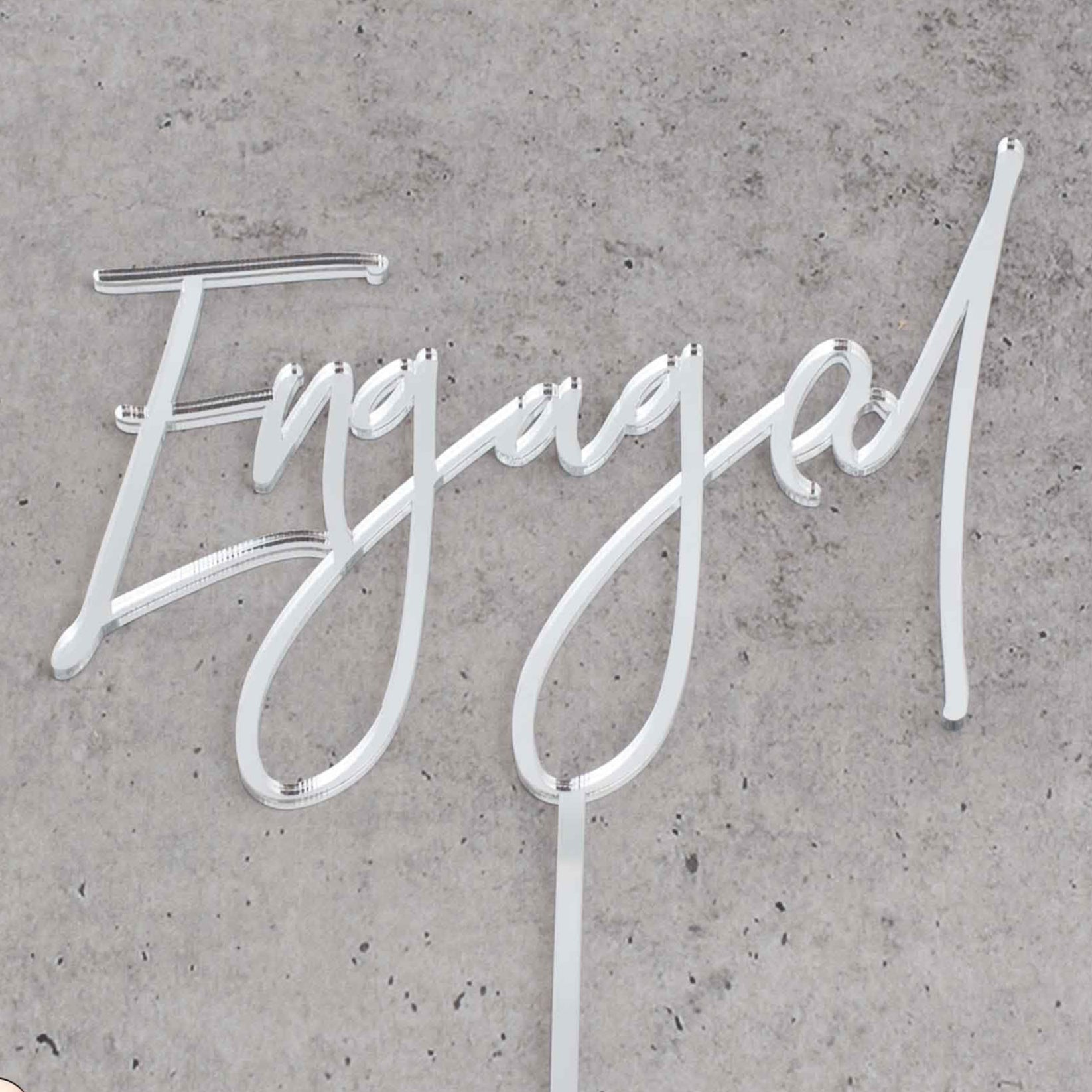 Silver Engagment Cake Topper Decoration Modern Script NSW australia