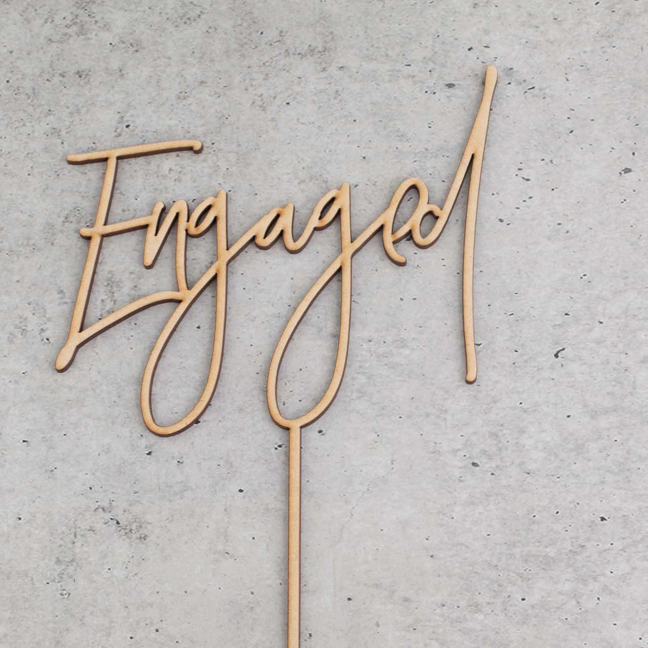 Wood Engaged cake topper