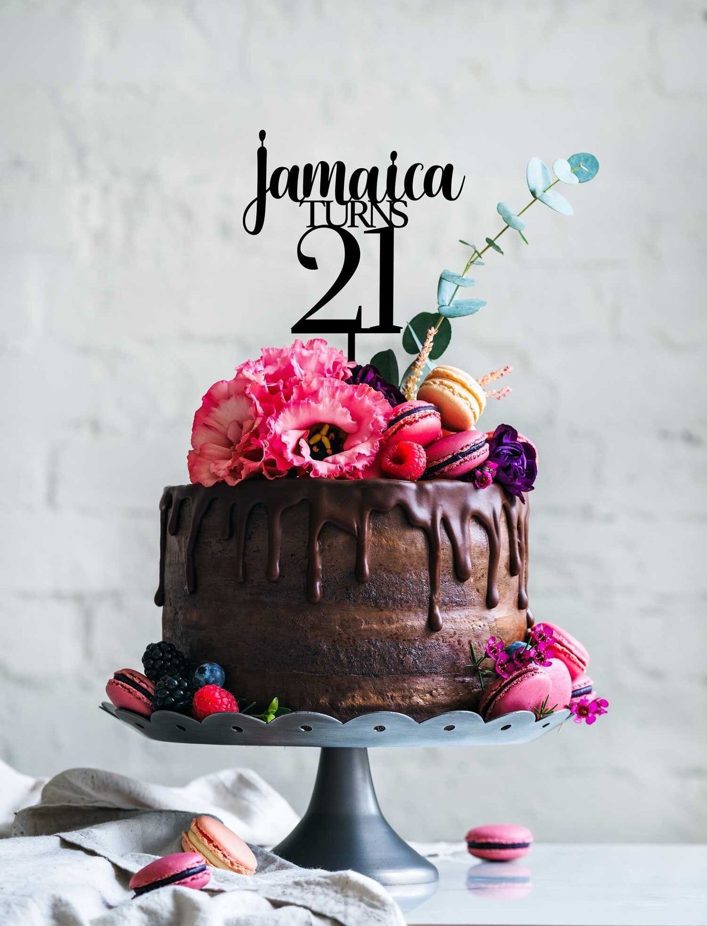 Name' Turns Age Custom Cake Topper - Birthday Topper - Birthday Cake Decorations - Letterfy