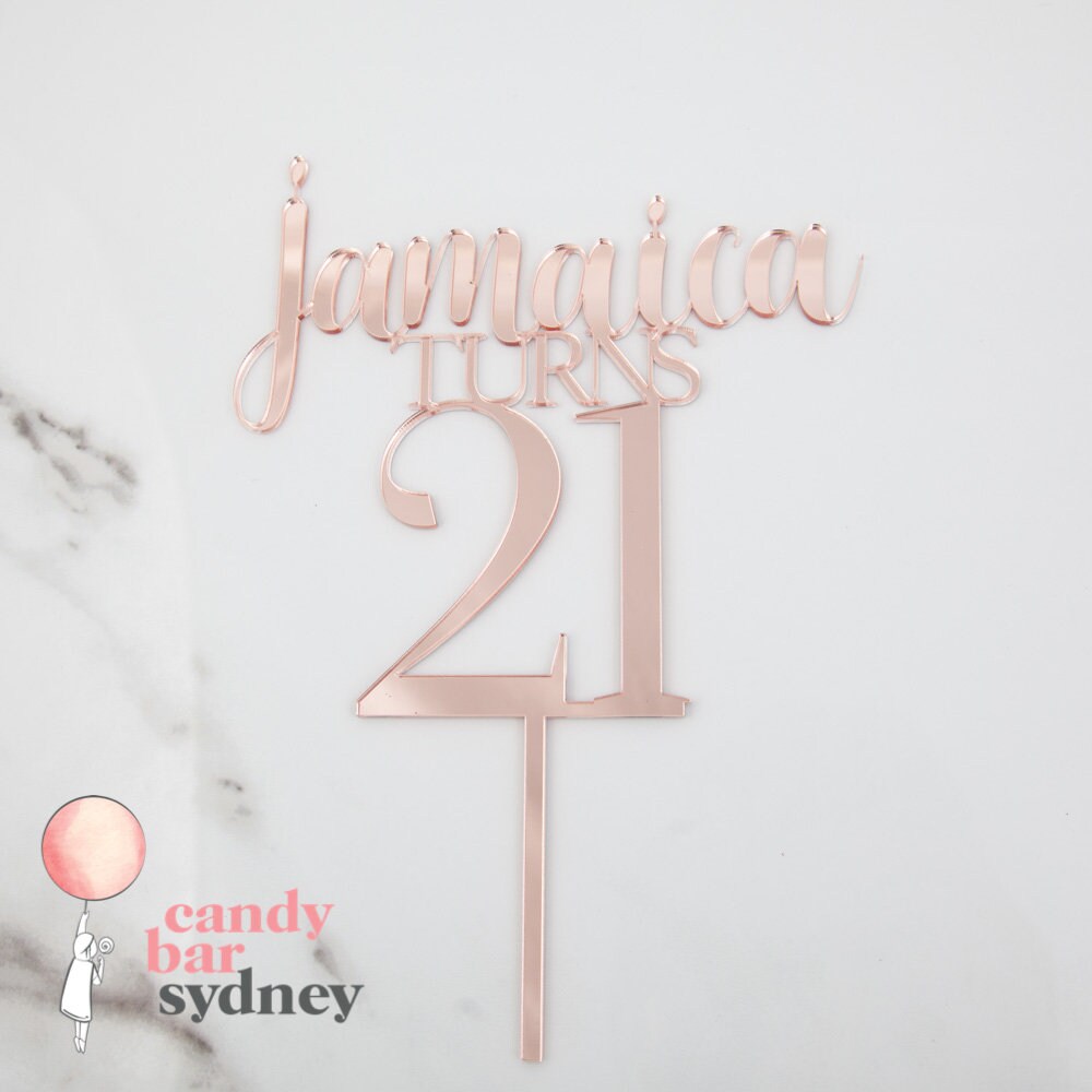 Name' Turns Age Custom Cake Topper - Birthday Topper - Birthday Cake Decorations - Letterfy