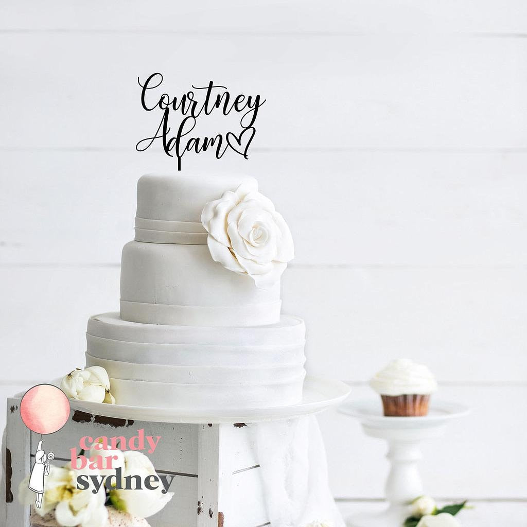 Custom Couple Names Wedding Cake Topper Style 1 - Wedding Cake Decorations - Custom Cake Toppers - Letterfy