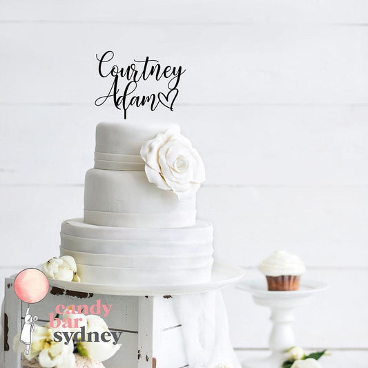 Custom Couple Names Wedding Cake Topper Style 1 - Wedding Cake Decorations - Custom Cake Toppers - Letterfy