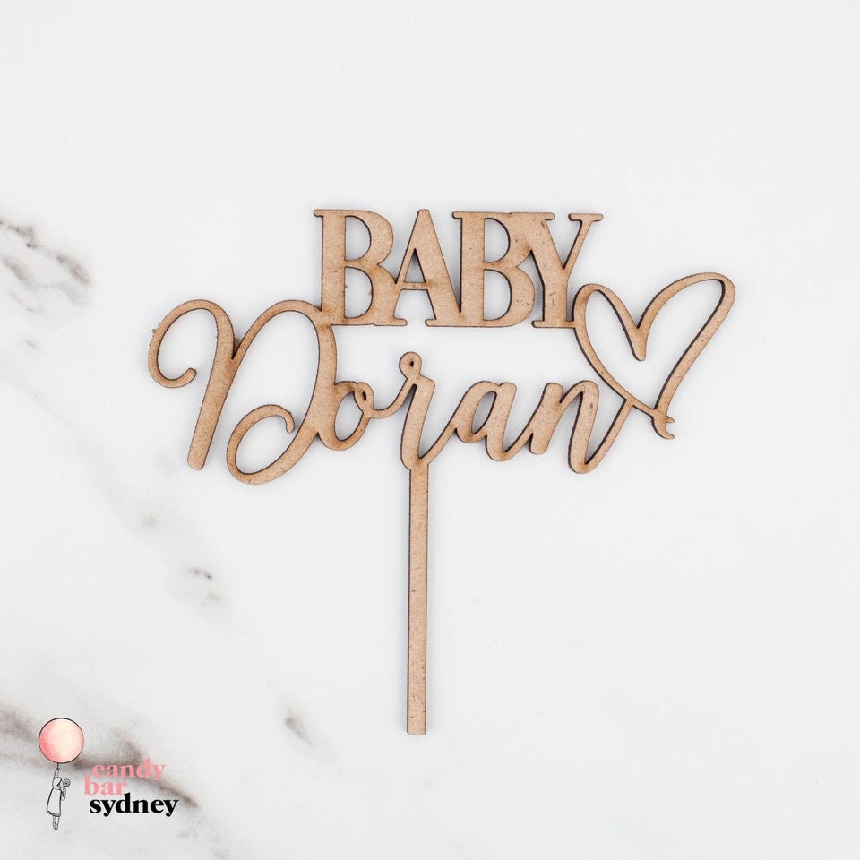 Personalised Baby Shower Cake Topper Style 1 - Custom Cake Toppers - Acrylic Cake Toppers - Letterfy
