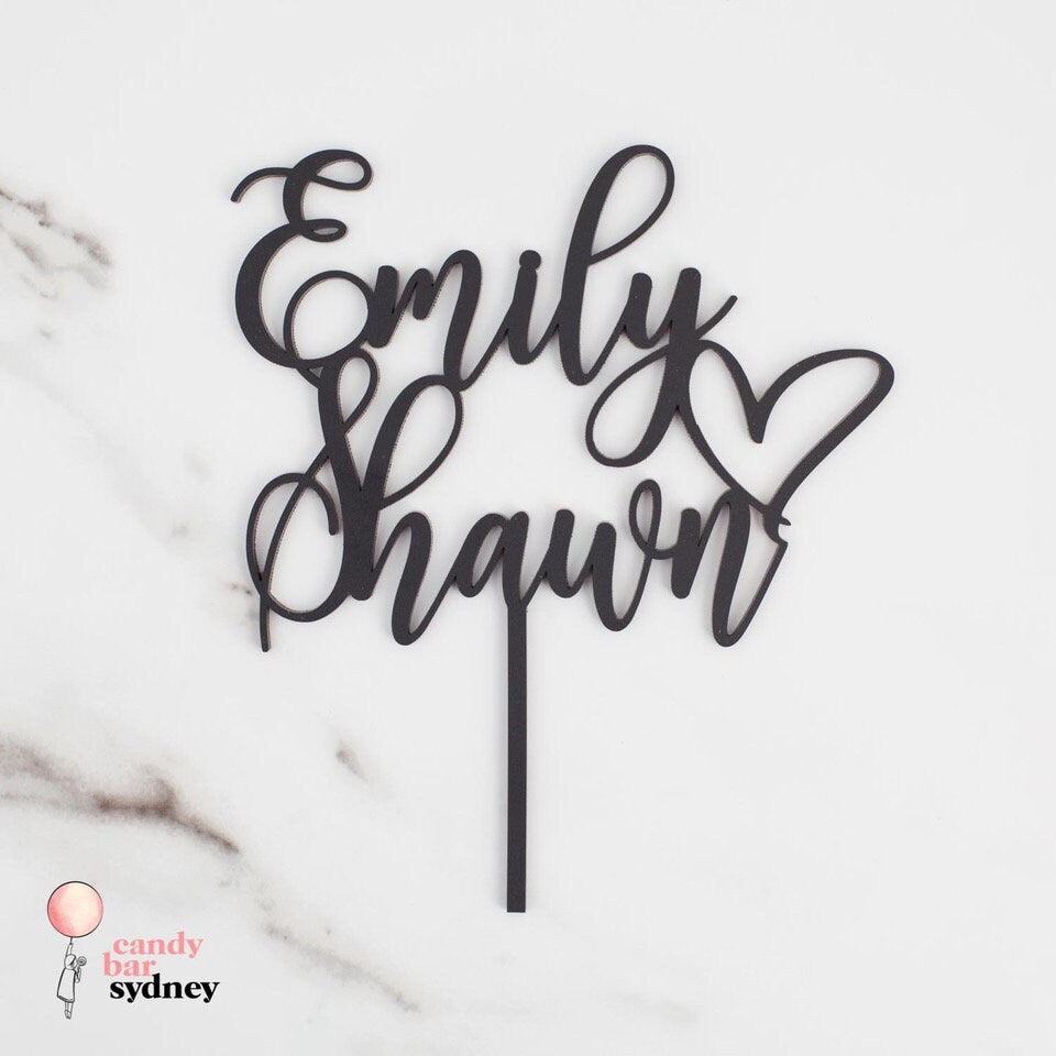Custom Couple Names Wedding Cake Topper Style 1 - Wedding Cake Decorations - Custom Cake Toppers - Letterfy