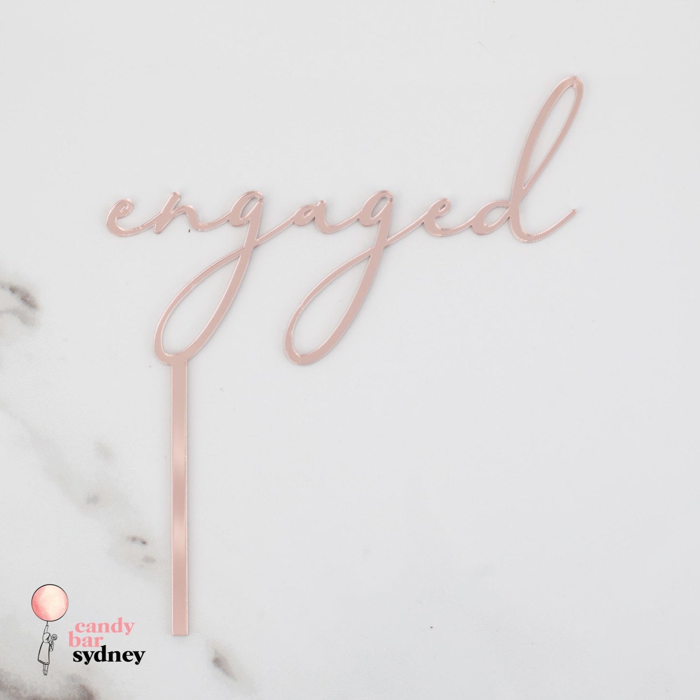 Engaged Cake Topper Style 1 - Custom Cake Toppers - Rose Gold Cake Toppers - Letterfy