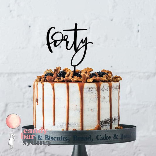 Forty 40th Birthday Cake Topper Style 4 - 40th Cake Toppers - Rose Gold Cake Toppers - Letterfy