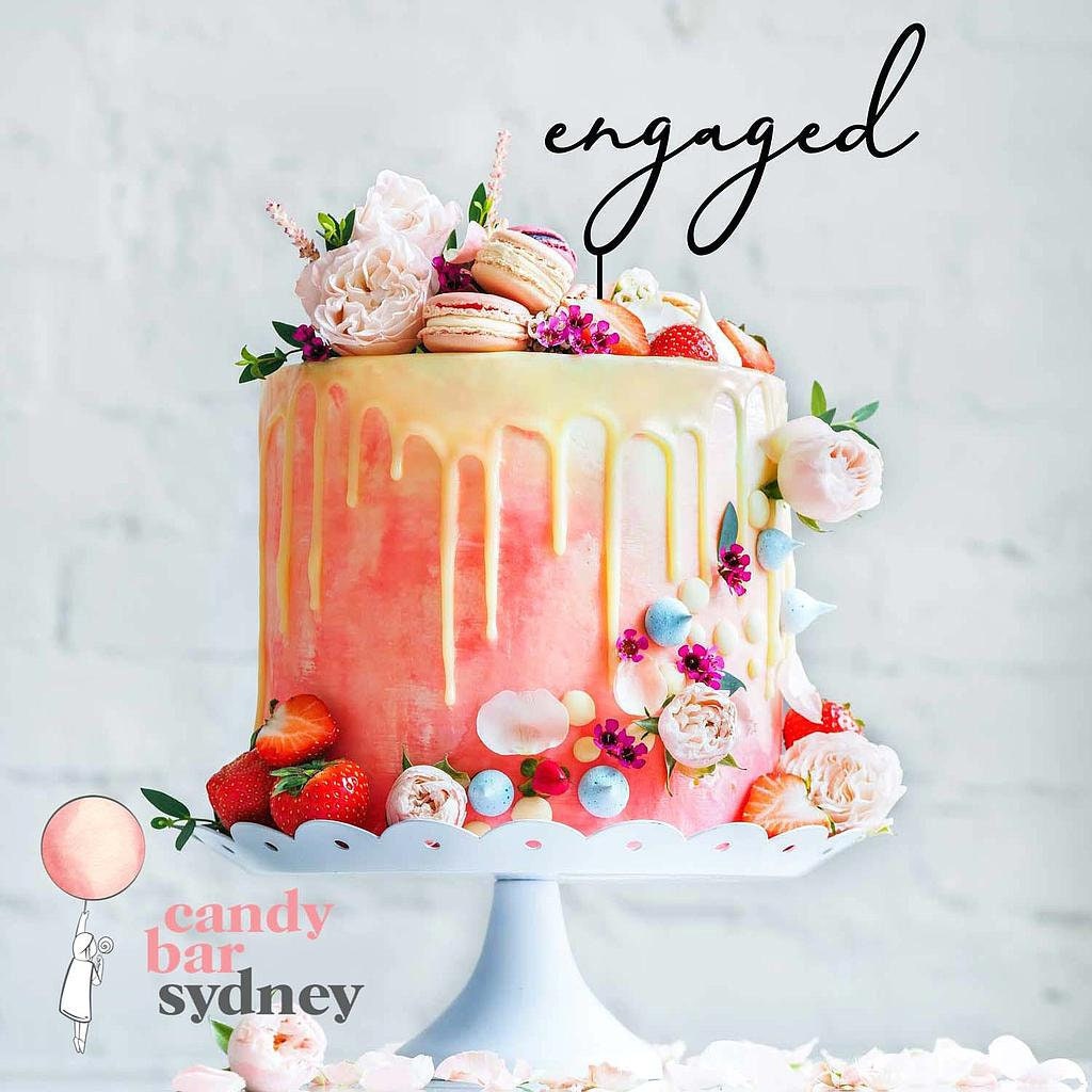 Engaged Cake Topper Style 1 - Custom Cake Toppers - Rose Gold Cake Toppers - Letterfy