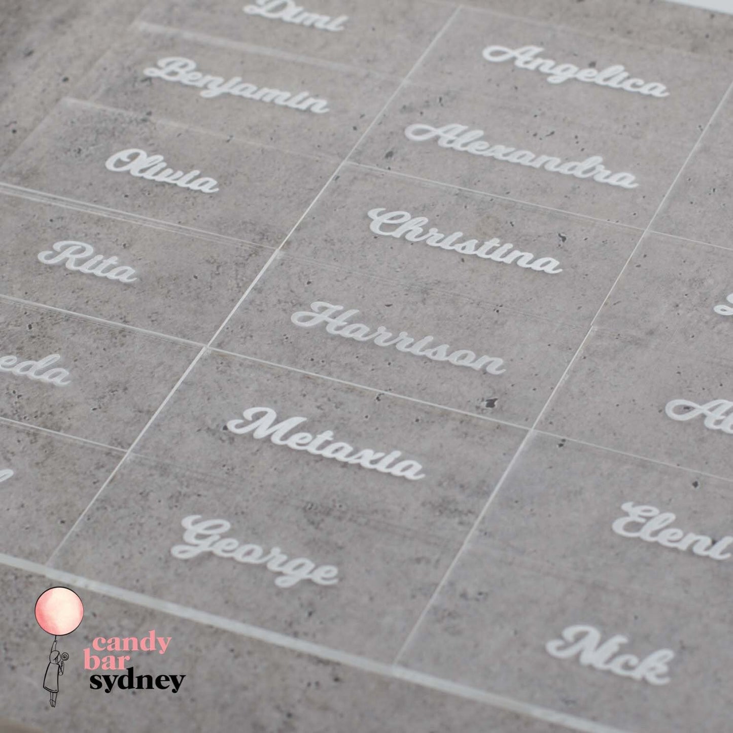 Personalised Acrylic Place Cards - Custom Wedding Favours - Clear Place Cards - Letterfy