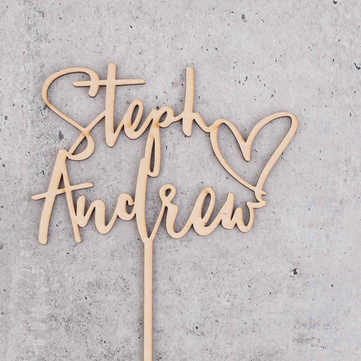 Custom Couple Names Wedding Cake Topper Style 3 - Custom Cake Toppers -Wedding Cake Toppers - Letterfy