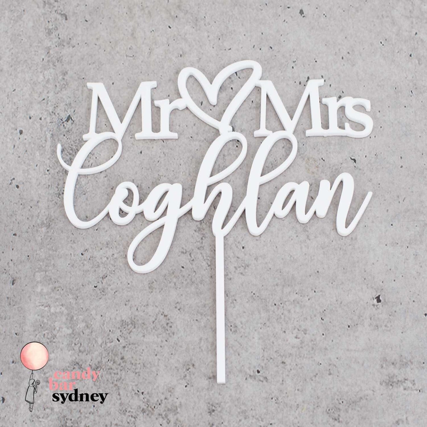 Mr & Mrs Personalised Wedding Cake Topper Style 2- Custom Cake Toppers - Acrylic Wedding Cake Toppers - Letterfy