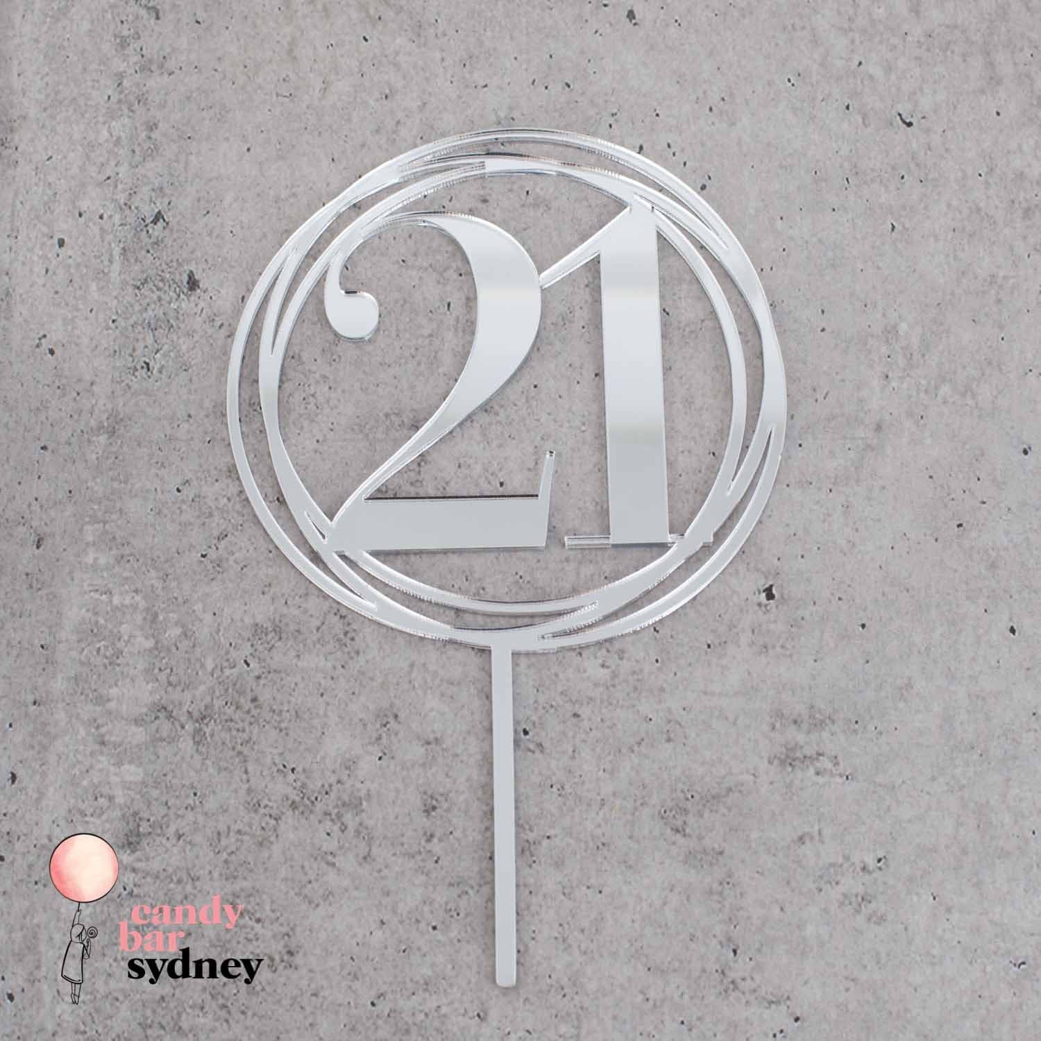 Swirl 21 Twenty First Birthday Cake Topper - 21st Cake Topper - Custom Cake Toppers - Letterfy