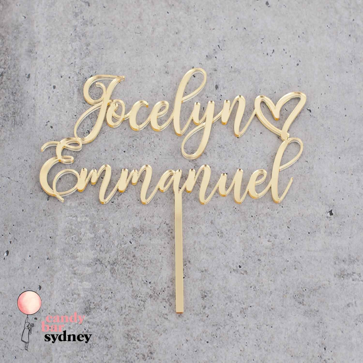 Custom Couple Names Wedding Cake Topper Style 1 - Wedding Cake Decorations - Custom Cake Toppers - Letterfy