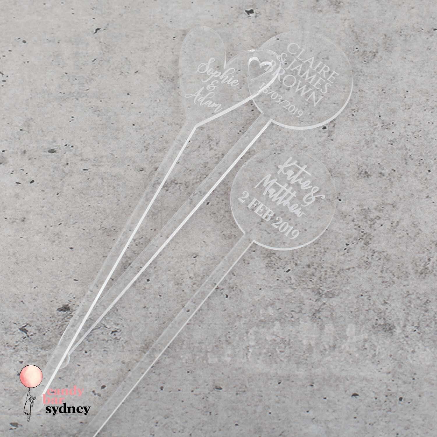 Personalised Drink Stirrers Style 2 - Custom Wedding Gifts - Acrylic Drink Stirrer Swizzle Sticks - Letterfy