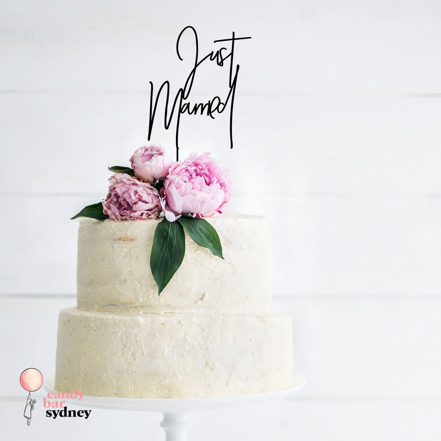 Just Married Cake Topper - Modern Script - Custom Cake Toppers - Engagement Cake Toppers - Letterfy
