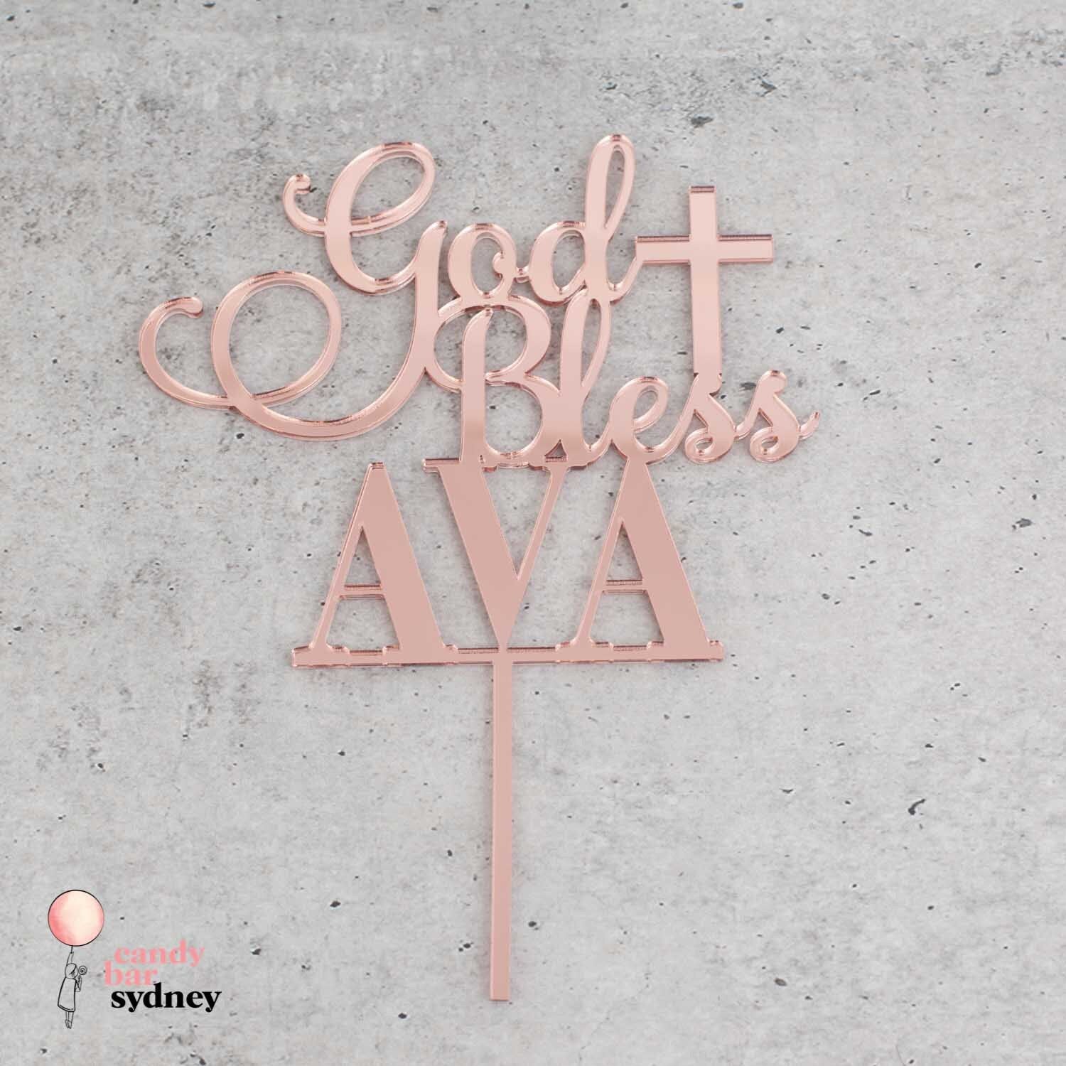 Personalised God Bless Cake Topper - Custom Cake Toppers - Personalised Baptism Cake Topper - Letterfy