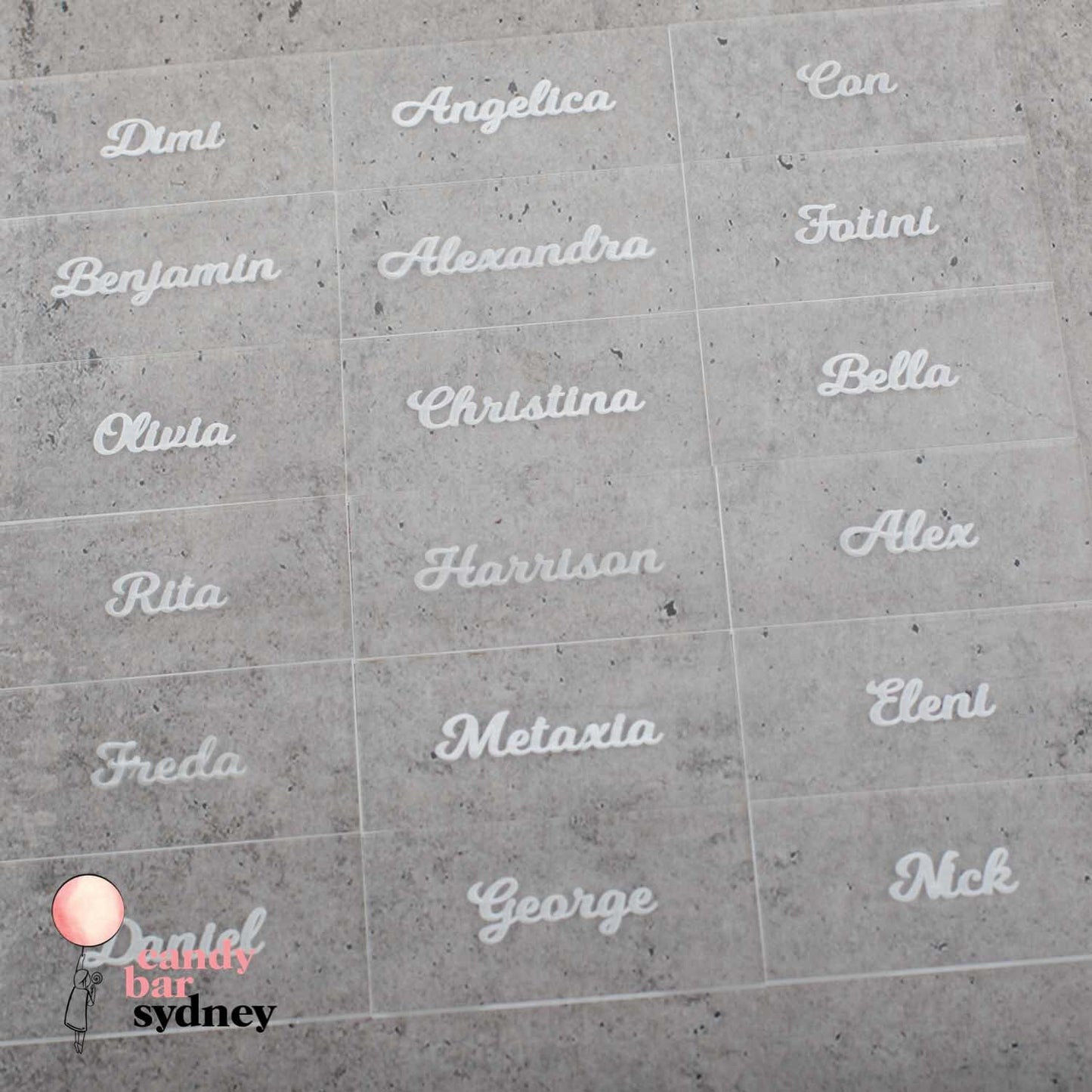 Personalised Acrylic Place Cards - Custom Wedding Favours - Clear Place Cards - Letterfy