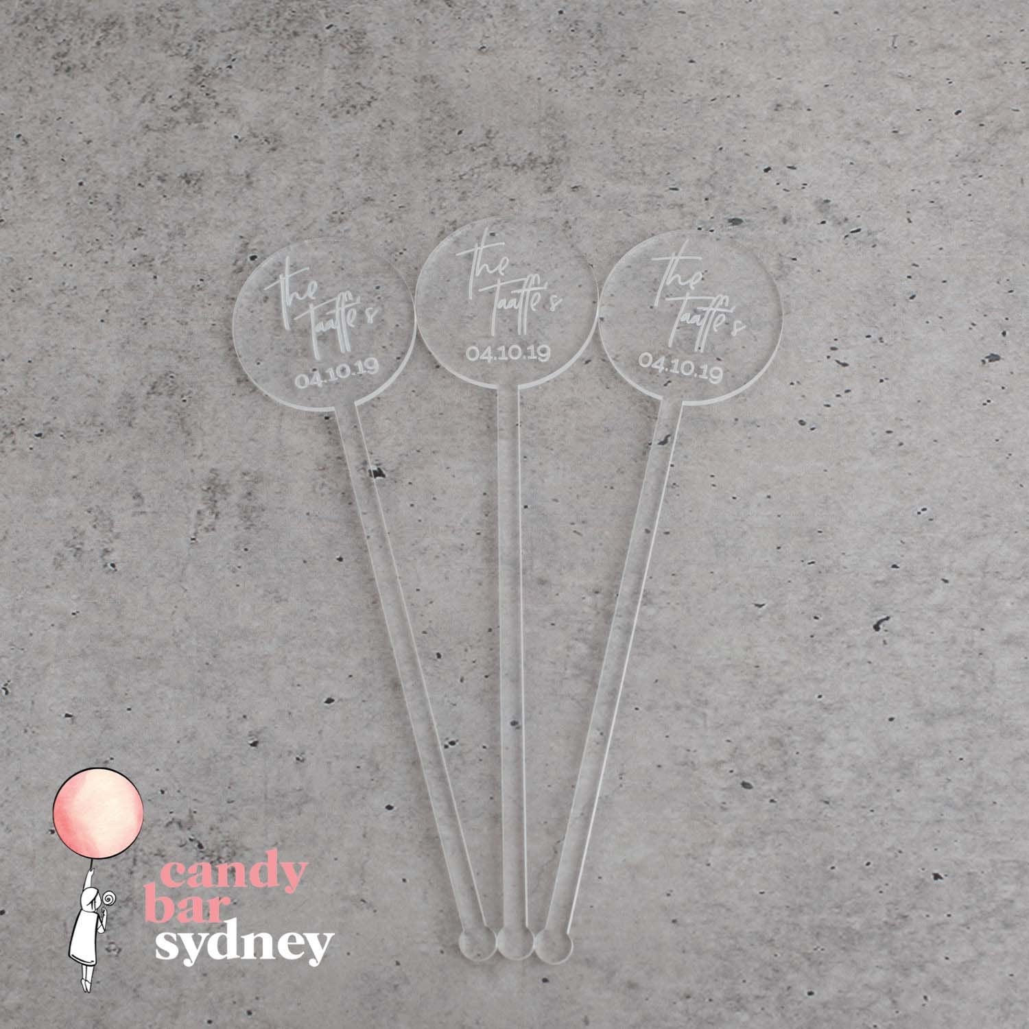 Personalised Drink Stirrers Style 5 - Custom Wedding Gifts - Acrylic Drink Stirrer Swizzle Sticks - Letterfy