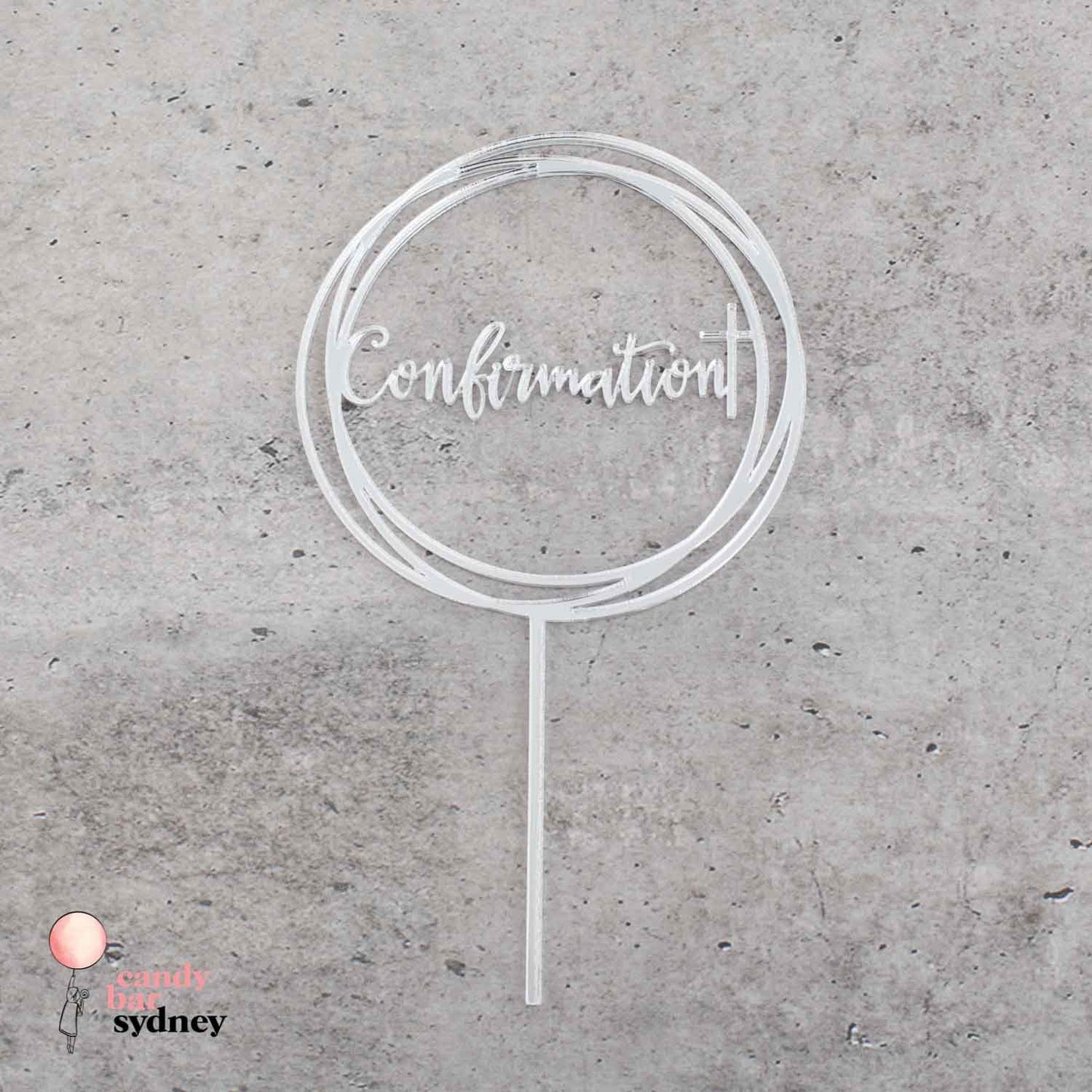 Round Swirl Confirmation Cake Topper - Custom Cake Toppers - Religious Cake Topper - Letterfy
