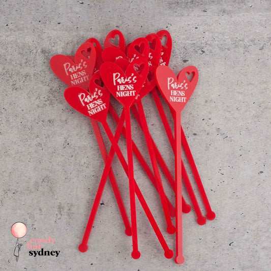 Personalised Drink Stirrers Style 2 - Custom Wedding Gifts - Acrylic Drink Stirrer Swizzle Sticks - Letterfy