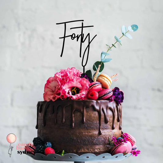 Forty Birthday Cake Topper - Custom Cake Toppers - 40 Cake Topper - Cake Decorations - Letterfy