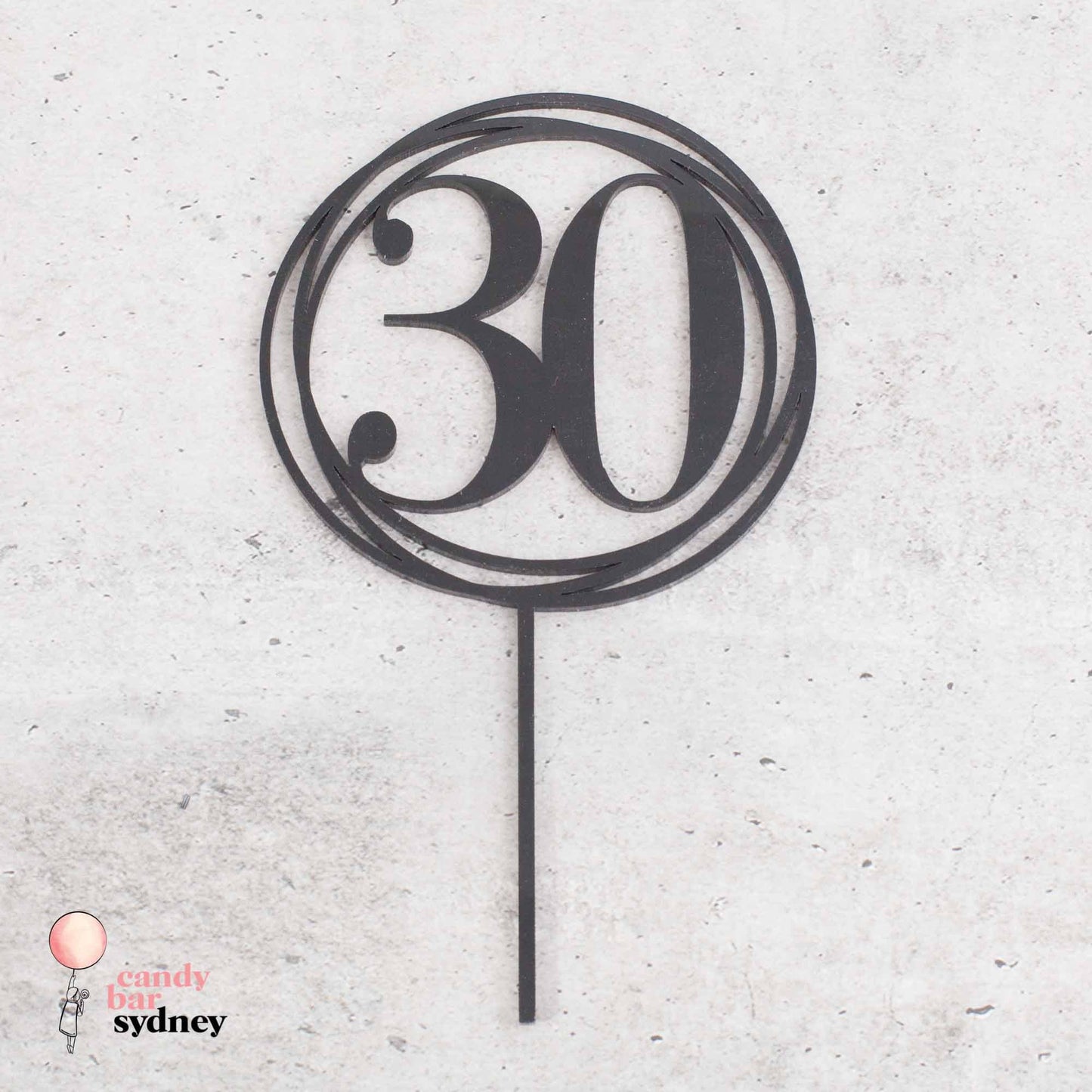 Swirl 30 Thirty Birthday Cake Topper - 30th Cake Topper - Custom Cake Toppers - Letterfy