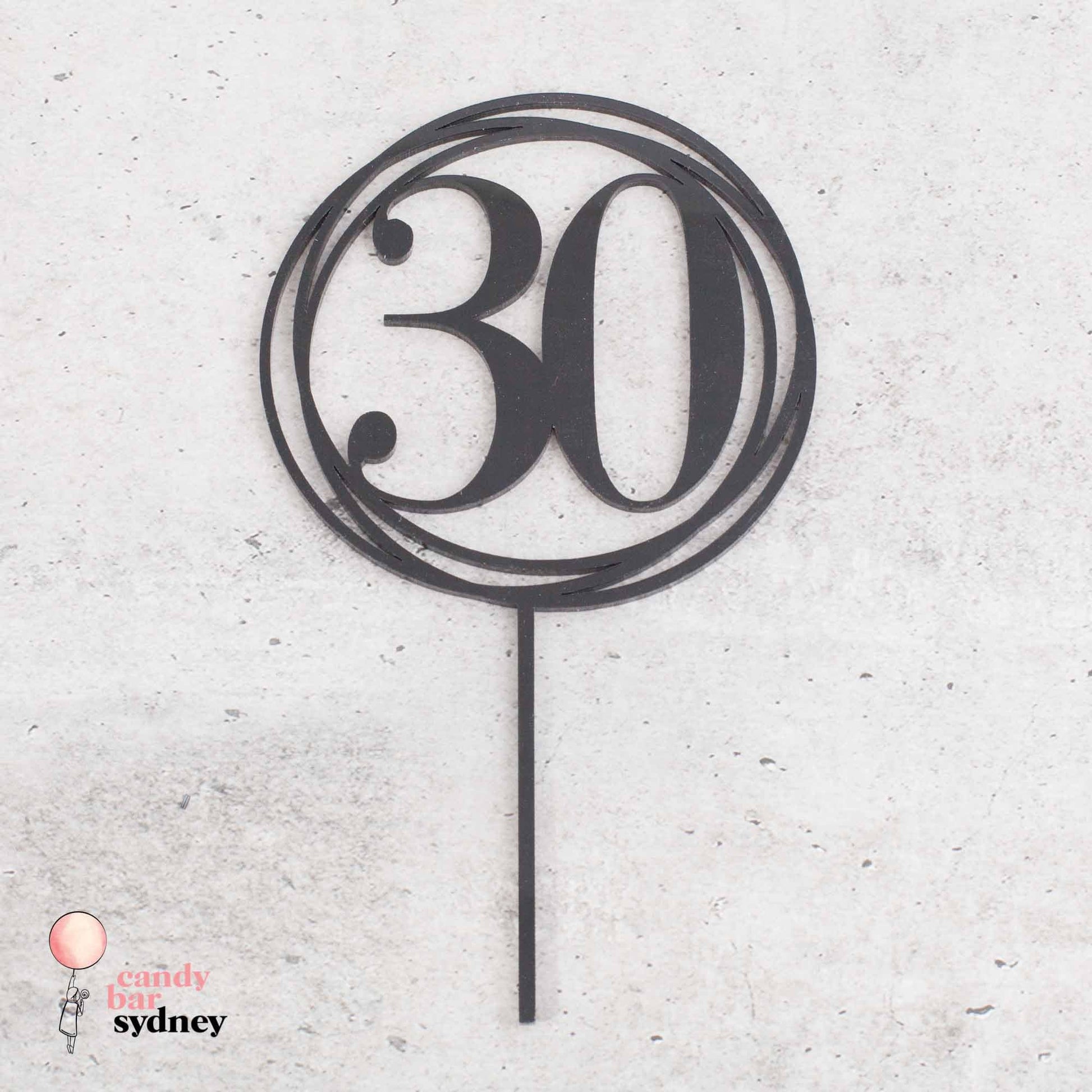Swirl 30 Thirty Birthday Cake Topper - 30th Cake Topper - Custom Cake Toppers - Letterfy