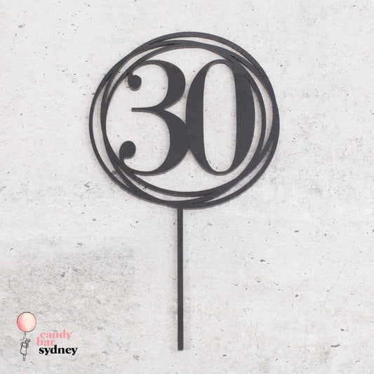 Swirl 30 Thirty Birthday Cake Topper - 30th Cake Topper - Custom Cake Toppers - Letterfy
