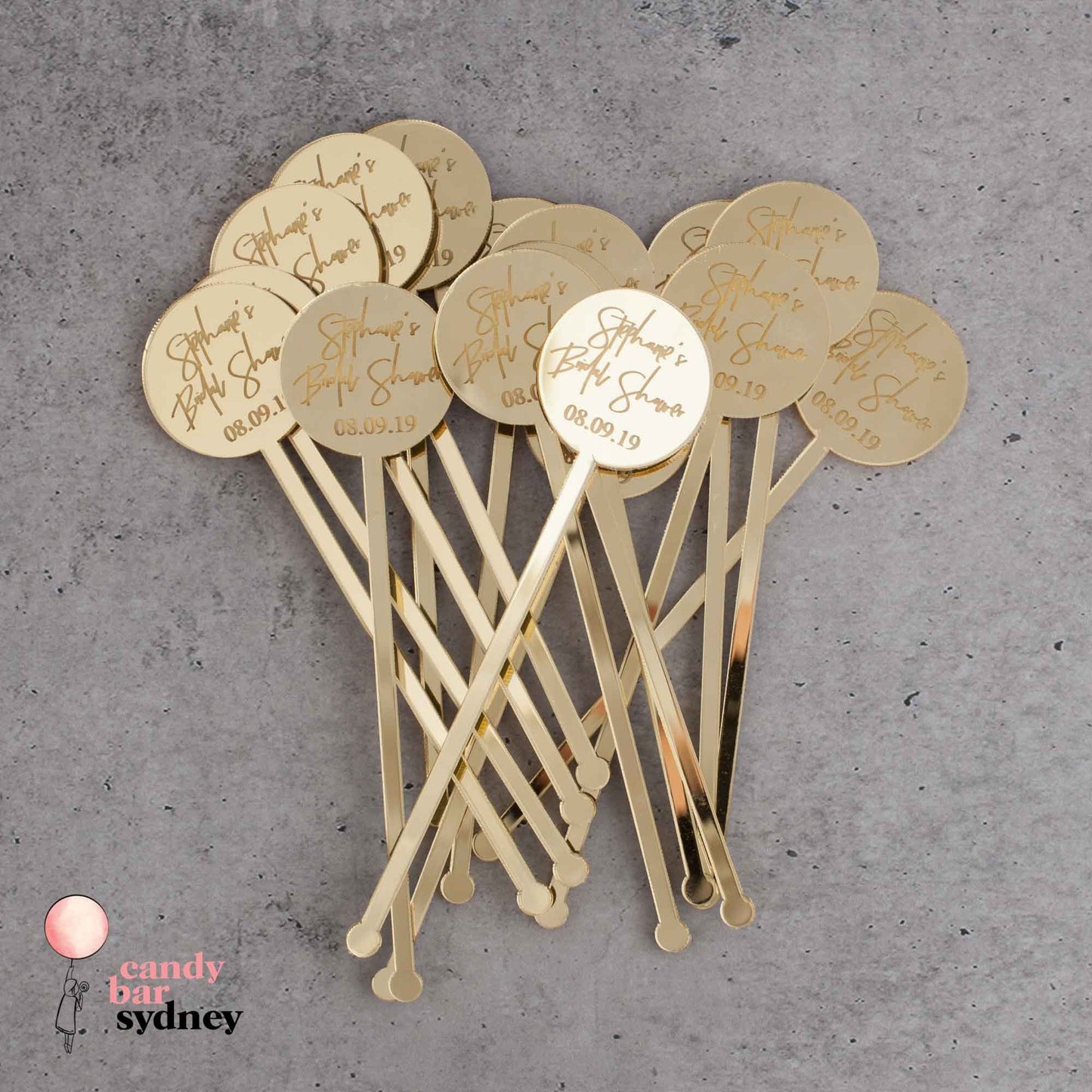 Personalised Drink Stirrers Style 5 - Custom Wedding Gifts - Acrylic Drink Stirrer Swizzle Sticks - Letterfy