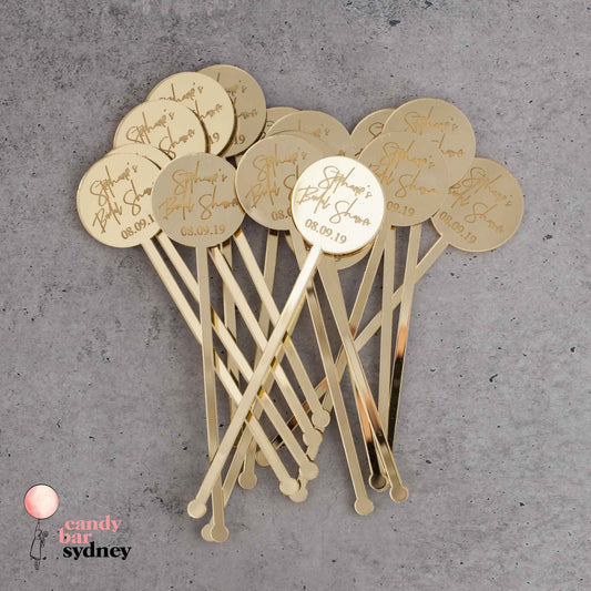 Personalised Drink Stirrers Style 5 - Custom Wedding Gifts - Acrylic Drink Stirrer Swizzle Sticks - Letterfy