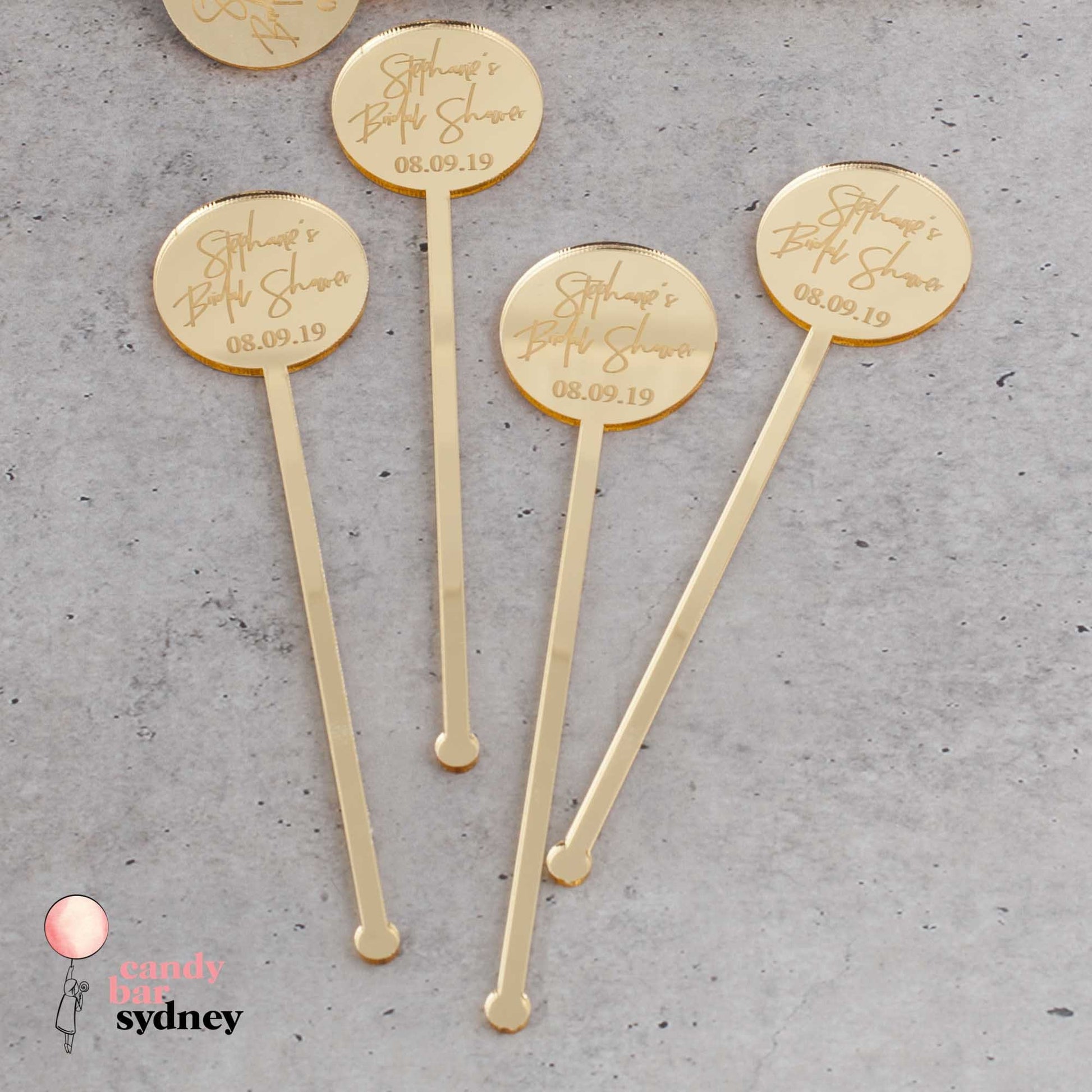 Personalised Drink Stirrers Style 5 - Custom Wedding Gifts - Acrylic Drink Stirrer Swizzle Sticks - Letterfy