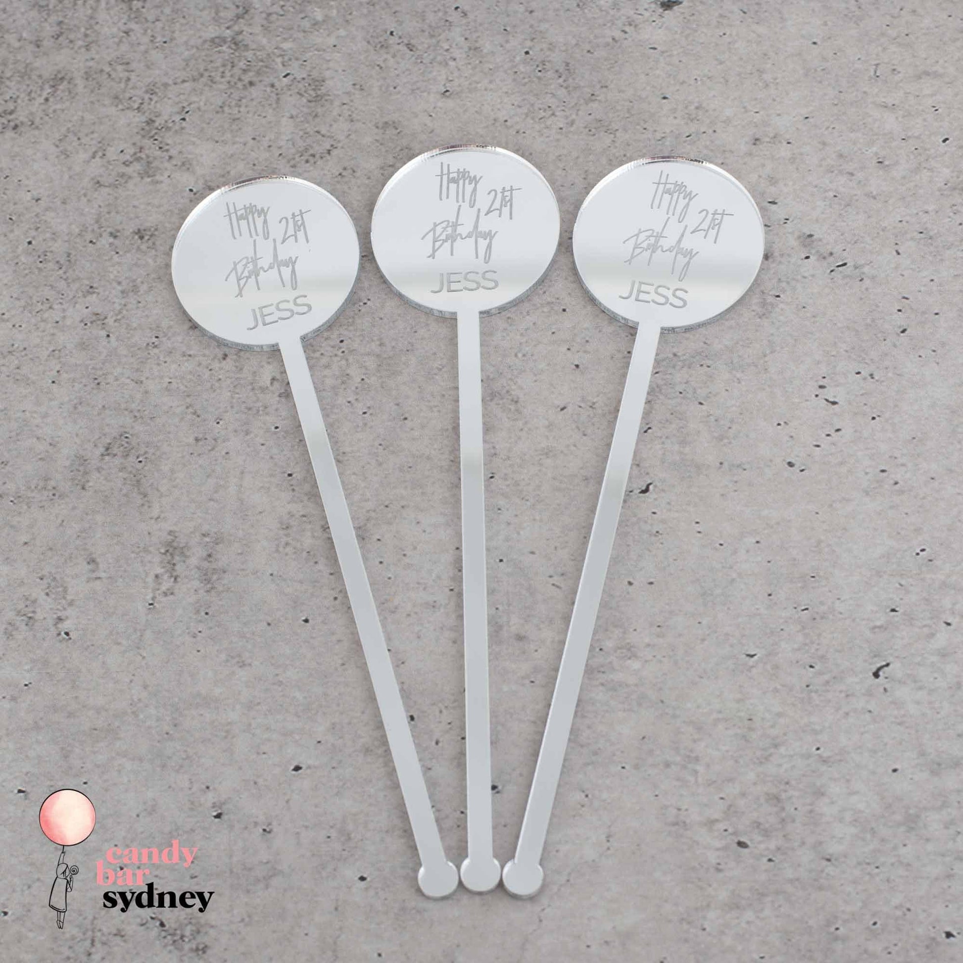 Personalised Drink Stirrers Style 5 - Custom Wedding Gifts - Acrylic Drink Stirrer Swizzle Sticks - Letterfy