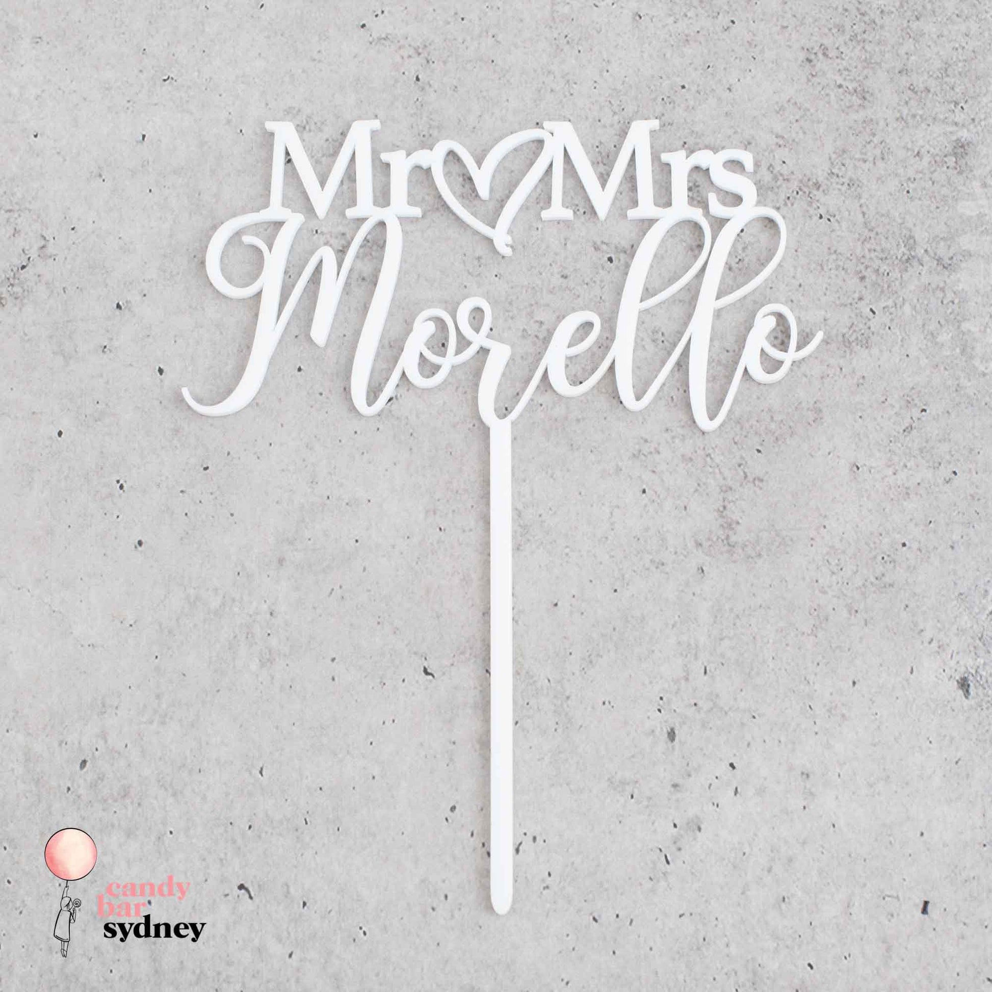 Mr & Mrs Personalised Wedding Cake Topper Style 2- Custom Cake Toppers - Acrylic Wedding Cake Toppers - Letterfy