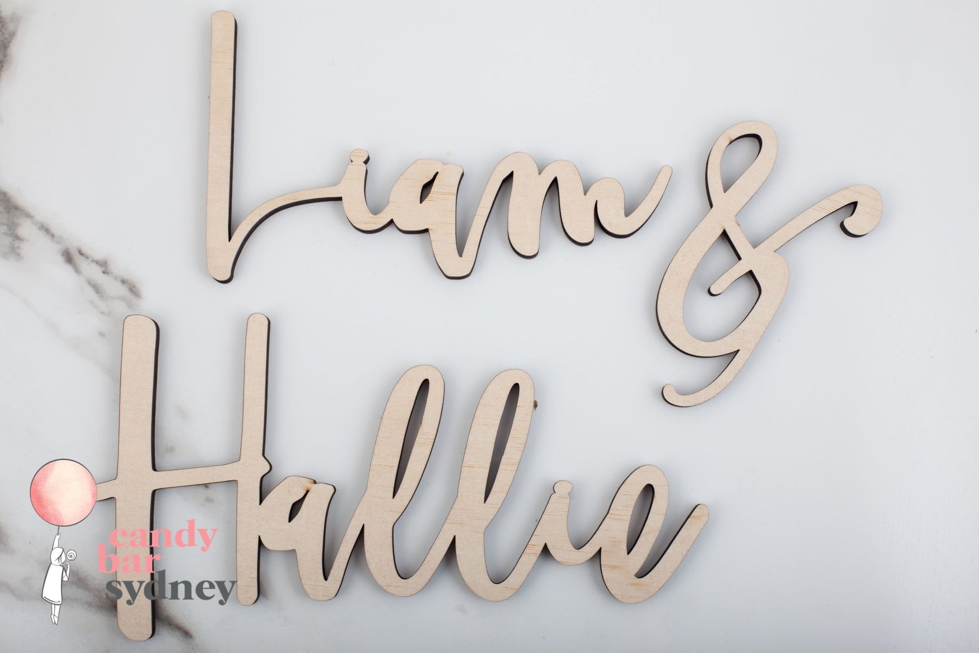 Wooden Custom Name Script Plaque 7mm - Custom Wedding Decor - Wooden Engagement Signs - Letterfy