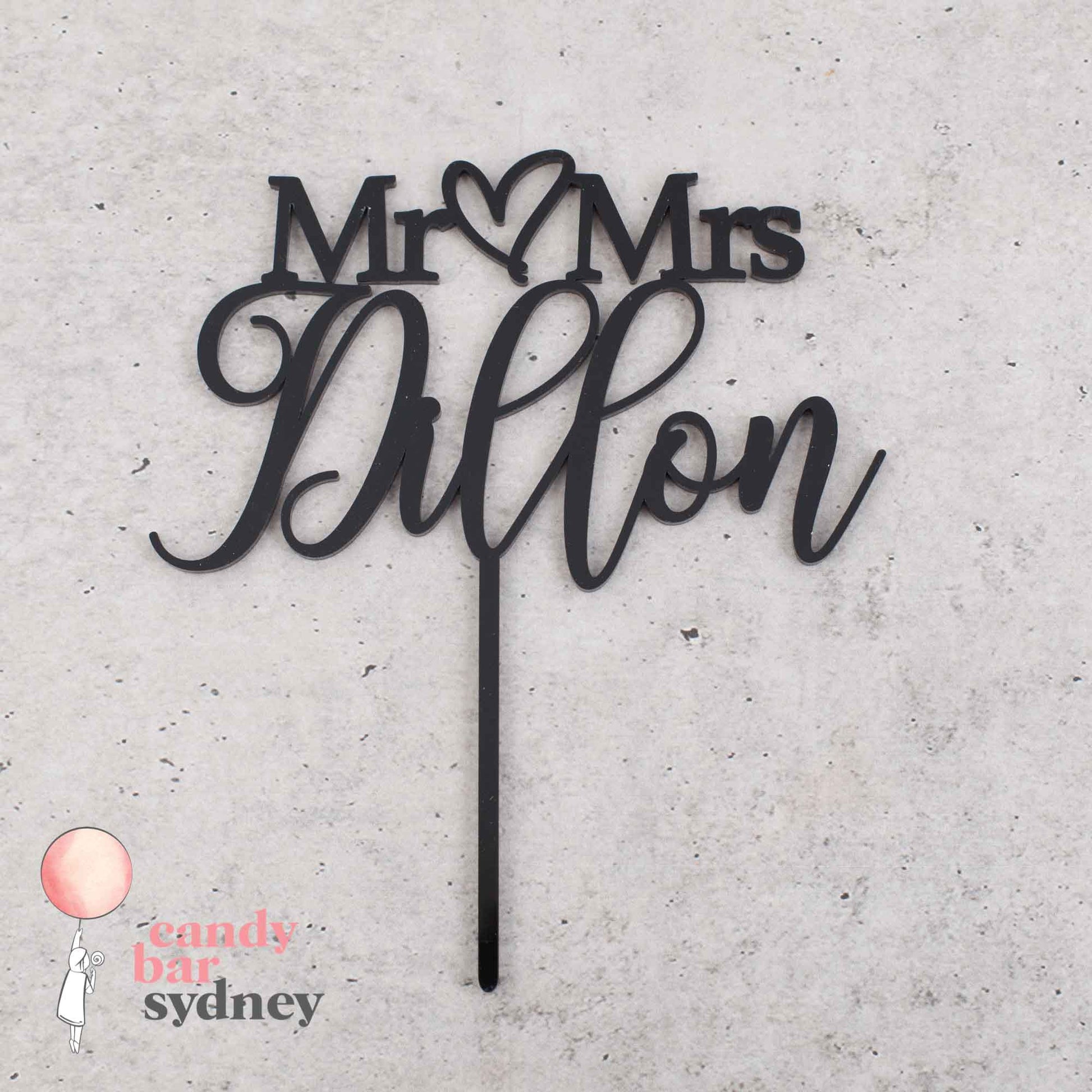 Mr & Mrs Personalised Wedding Cake Topper Style 2- Custom Cake Toppers - Acrylic Wedding Cake Toppers - Letterfy