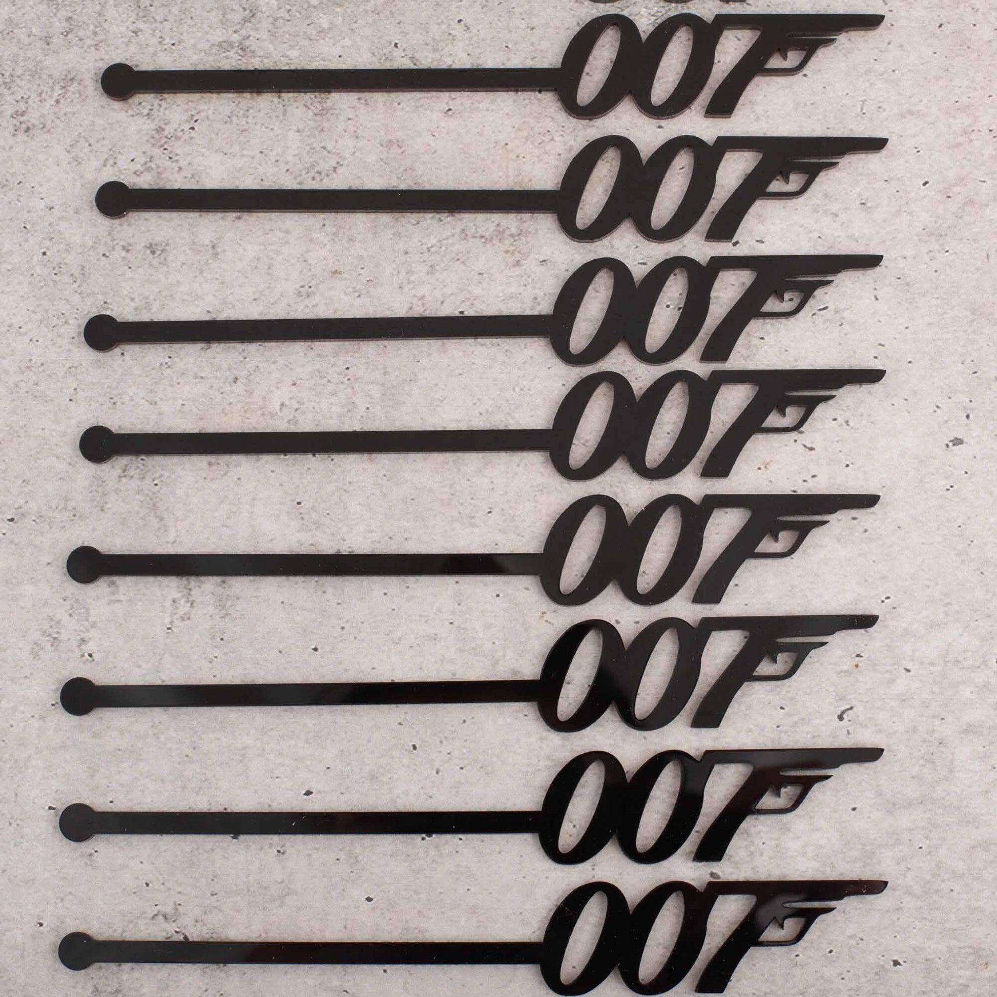 James Bond 007 Drink Stirrers - Acrylic Drink Stirrer Swizzle Sticks - Letterfy