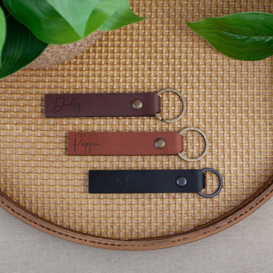 Custom Leather Keyring | Personalised Leather Keyring | Father's Day Gift - Letterfy
