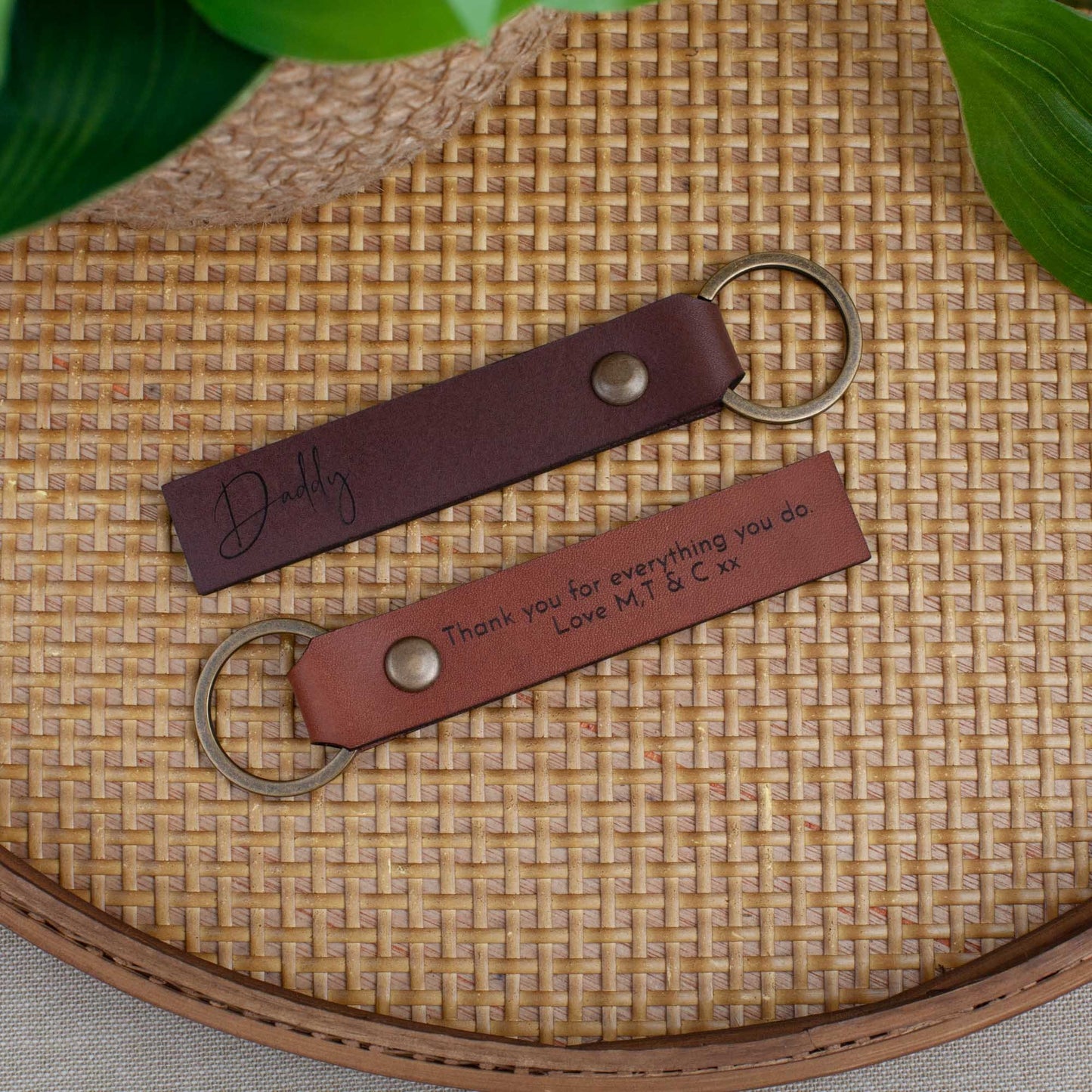 Custom Leather Keyring | Personalised Leather Keyring | Father's Day Gift - Letterfy