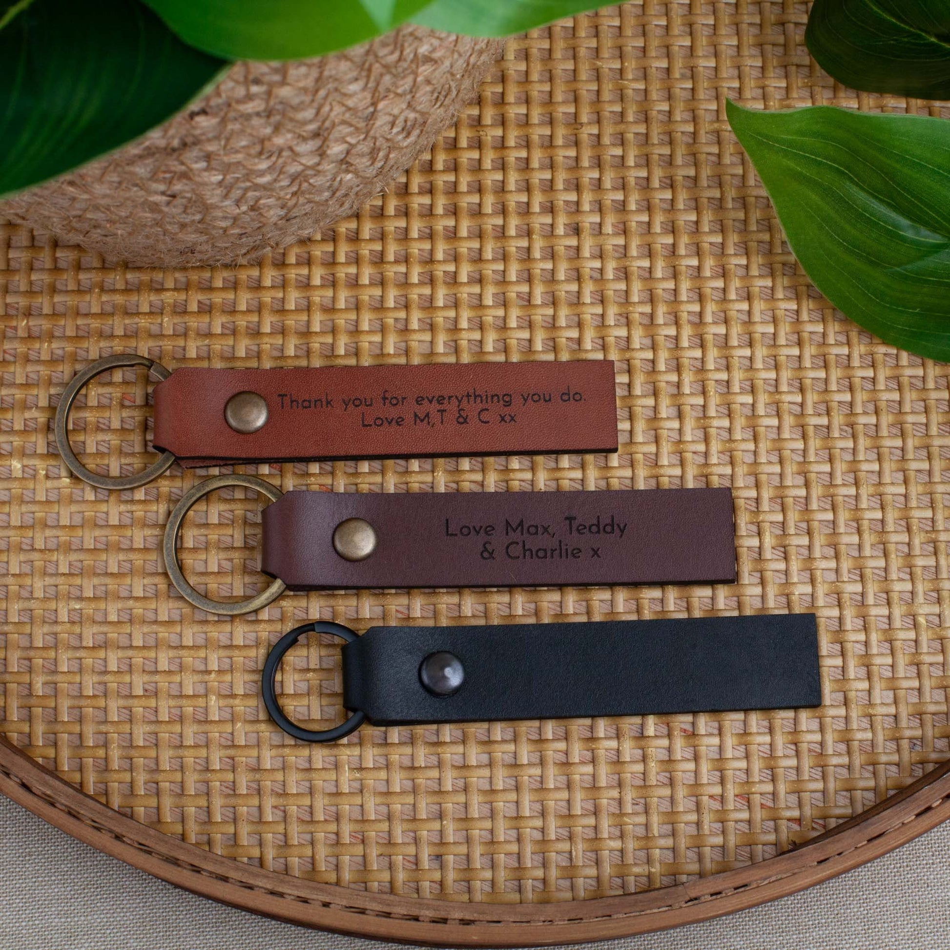 Custom Leather Keyring | Personalised Leather Keyring | Father's Day Gift - Letterfy