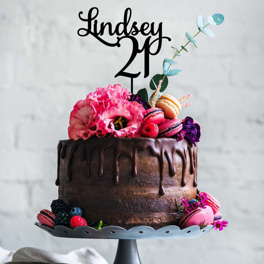 Name & Age Custom Cake Topper Style 6 - Birthday Topper - Letterfy