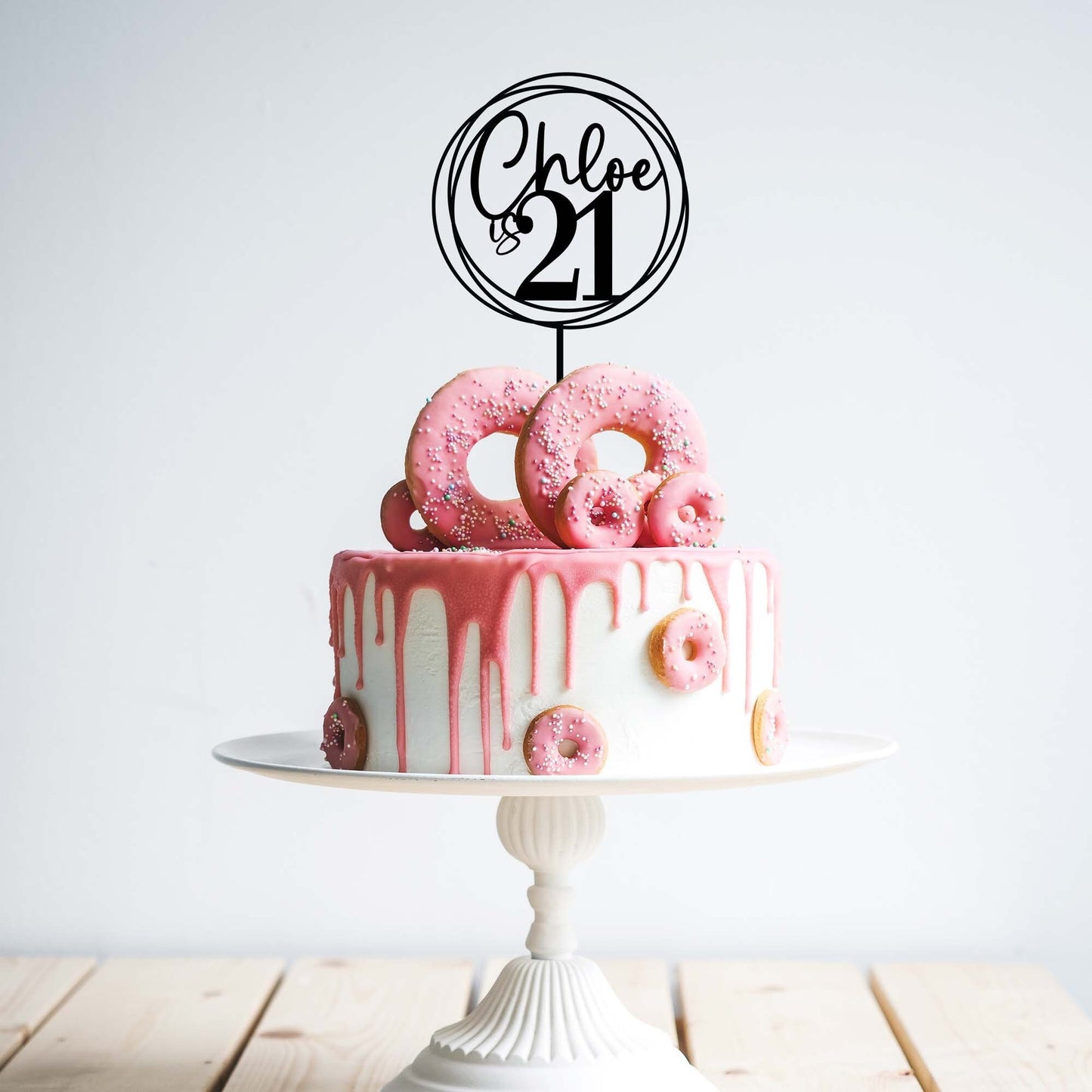 Custom Swirl Name & Age Custom Cake Topper Style 1 - Birthday Topper - Letterfy