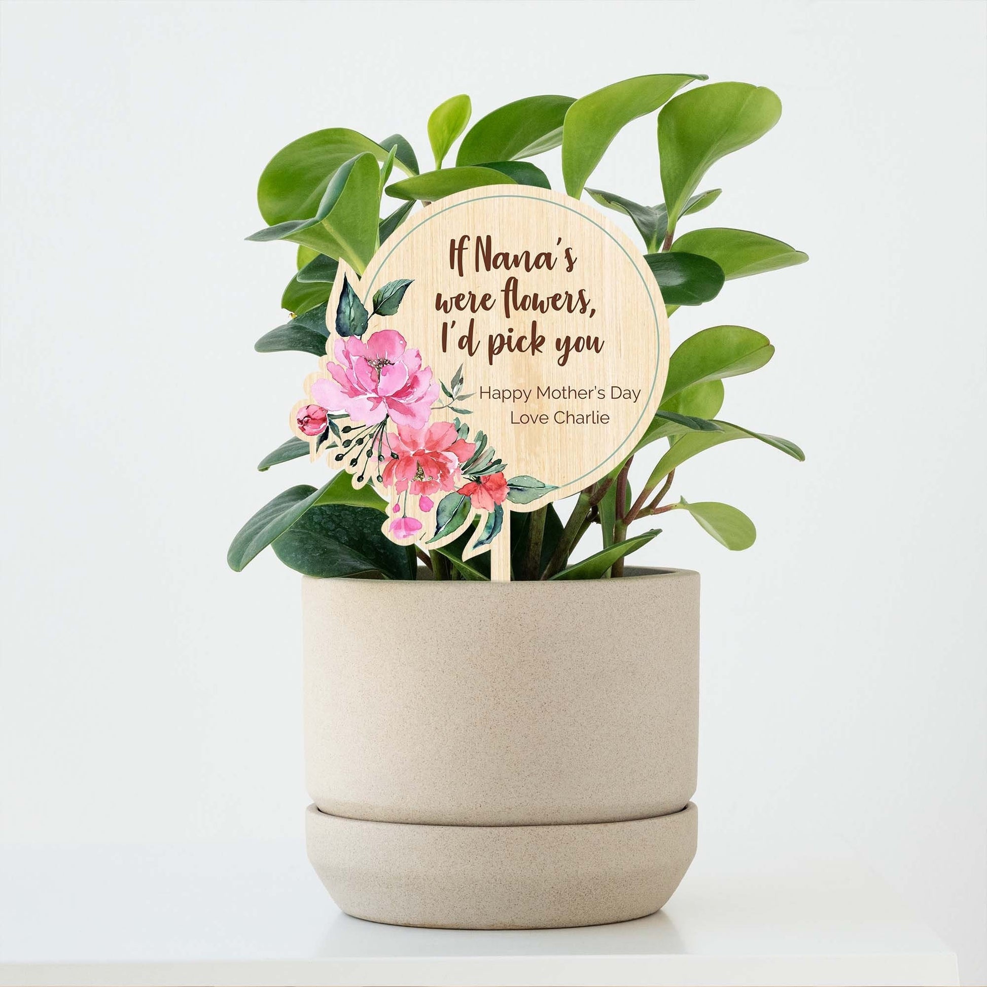 Personalised Mother's Day Floral Planter Stick - Custom Gifts - Letterfy
