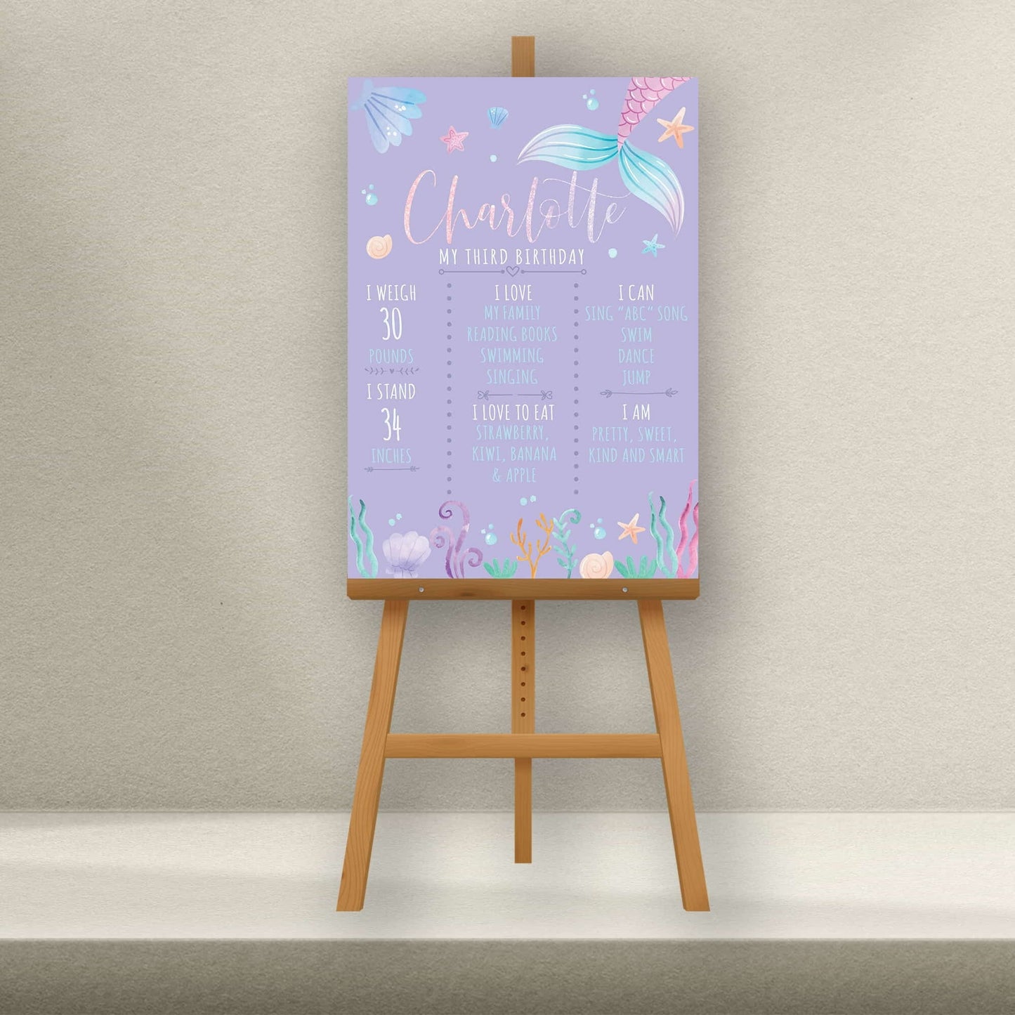 Personalised Mermaid Birthday Milestone Board - Letterfy
