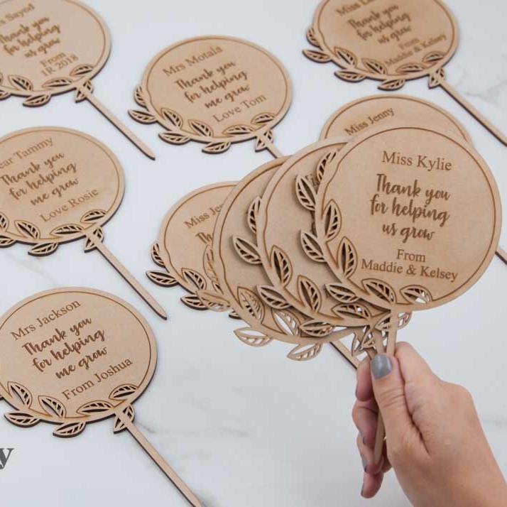 Teacher's Gift Personalised Planter Stick - Custom Gifts - Engraved Presents - Letterfy