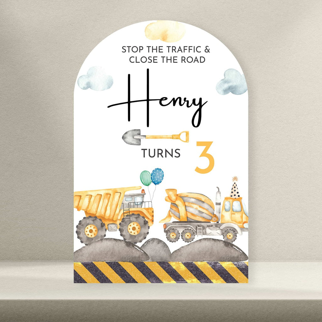 dump truck personalised birthday party