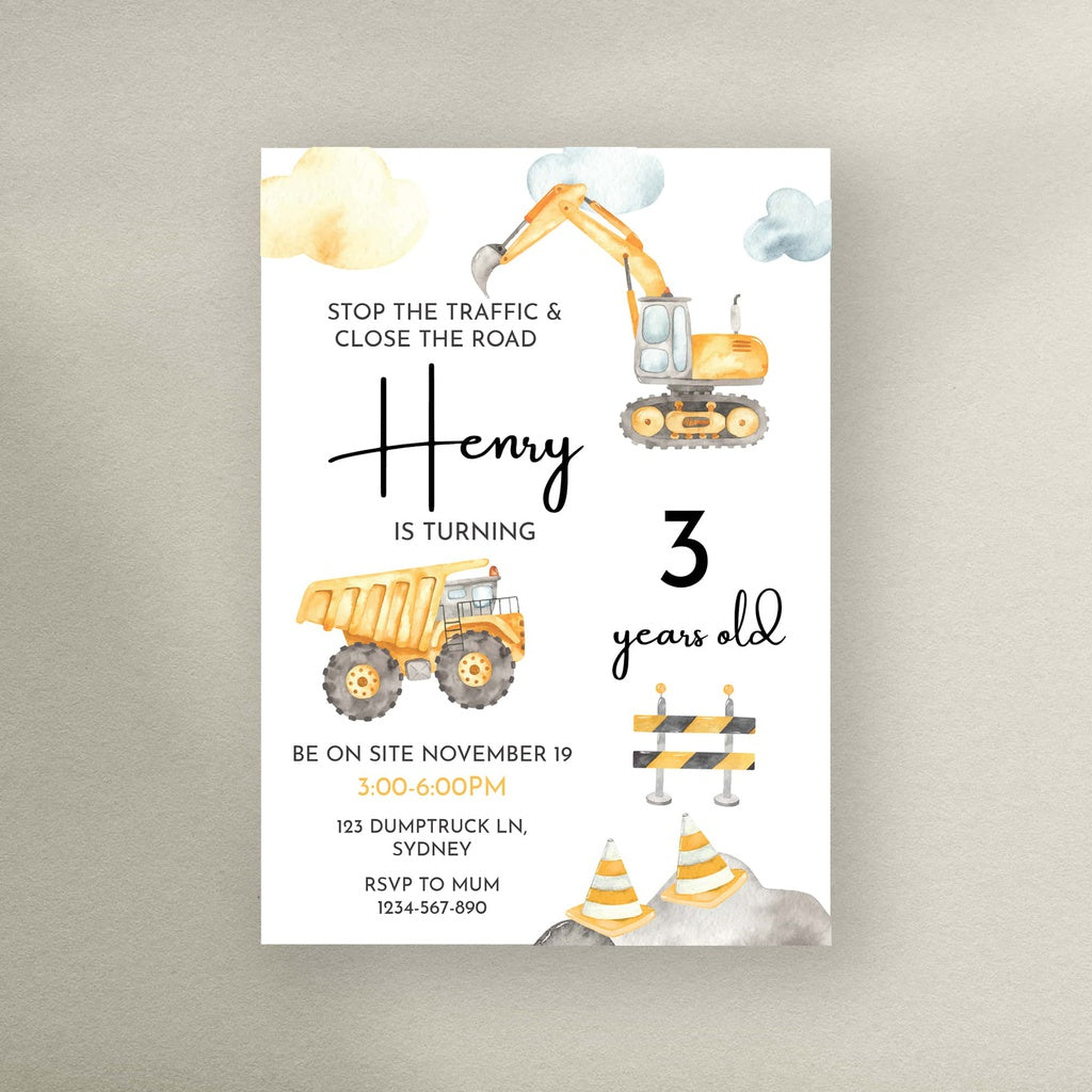  Construction Birthday Invitation