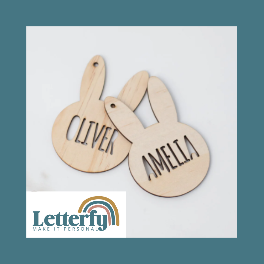 Custom laser-cut Easter gift tag for hampers