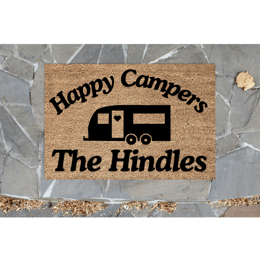 Happy Campers Personalised Caravan Doormat