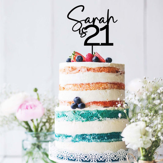 Name & Age Custom Cake Topper Style 3 - Birthday Topper